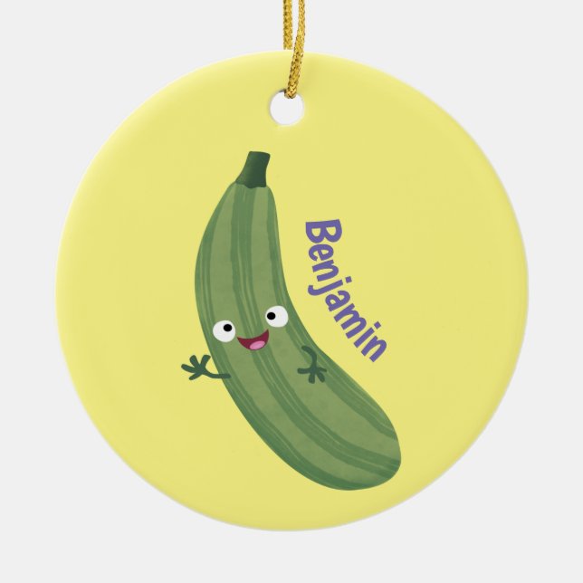 Adorno De Cerámica Cute zucchini feliz personalizado ilustracion (Frente)