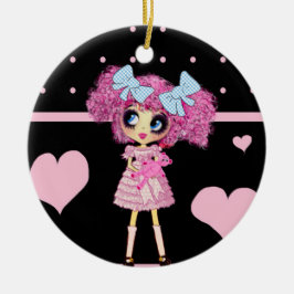 Adorno De Cerámica CutePPretty Girly PinkyP Chica rosa de Kawaii por
