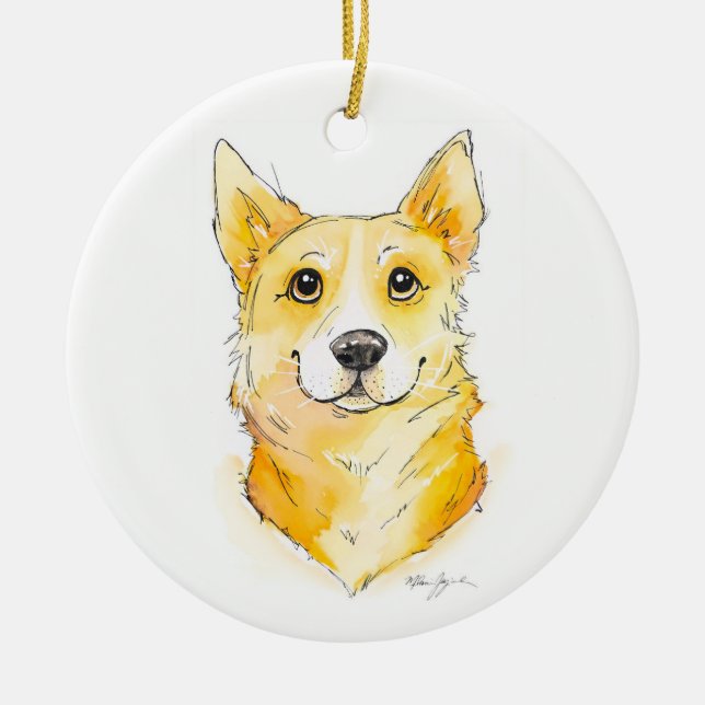 Adorno De Cerámica Cutie Corgi (Frente)