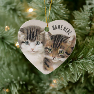 Adorno De Cerámica Cutie Kitten Faces ・ Arte de H. Maguire ・ Ornament