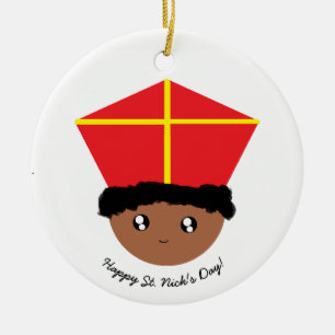 Adorno De Cerámica Cutieful embroma el inglete Zwarte Piet de San