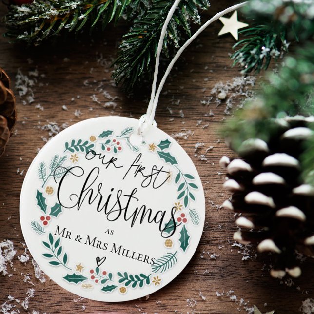 Adorno De Cerámica Cuto | Nuestra Primera Navidad Como Sr. y Sra. (Subido por el creador)
