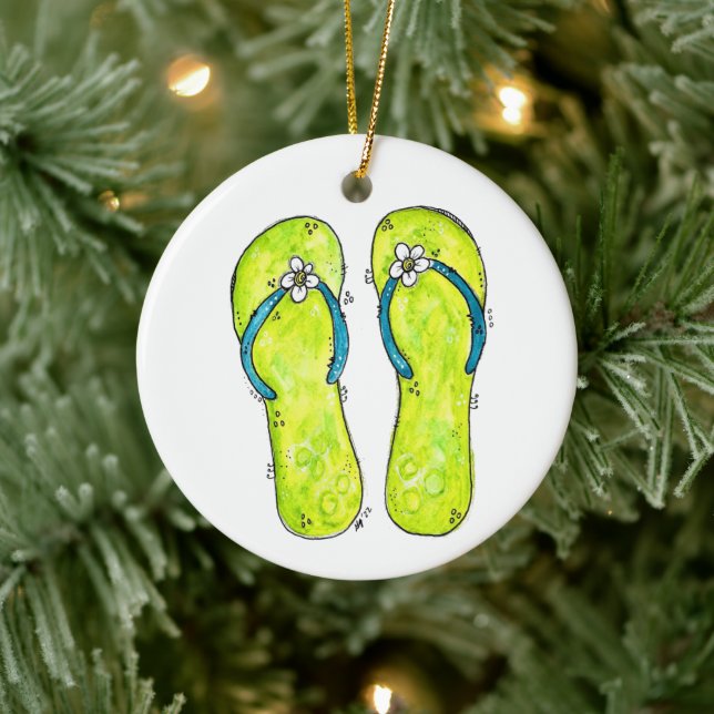 Adorno De Cerámica Cuto Whimsical Flip Flops (Árbol)