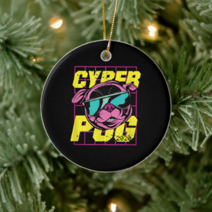 Adorno De Cerámica Cyber Pug Perro Pug de Guay
