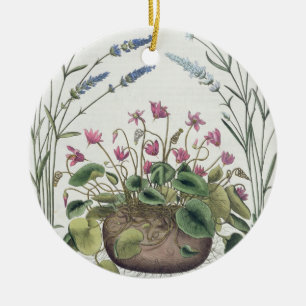 Adorno De Cerámica Cyclamen y lavanda: 1.Cyclamen Romanum; 2.Spica