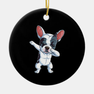 Adorno De Cerámica Dabbing Bulldog francés niños niños perro amante