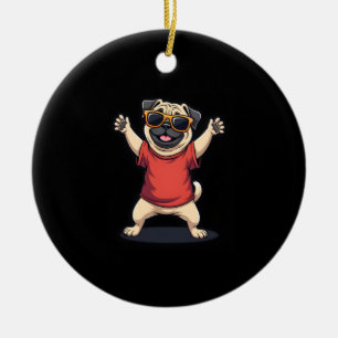Adorno De Cerámica Dabbing Dab Pug Dog Mascotas bailan pipa animal