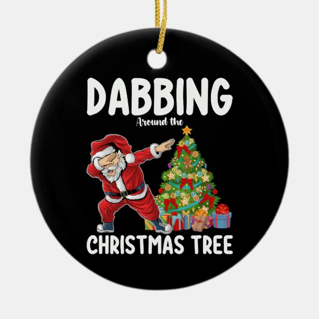 Adorno De Cerámica Dabbing en torno al árbol de navidad navideño (Frente)