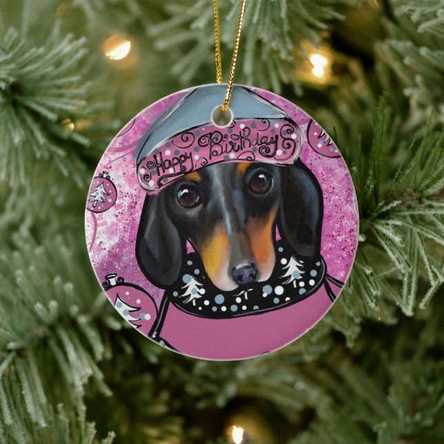 ADORNO DE CERÁMICA DACHSHUND  (Árbol)