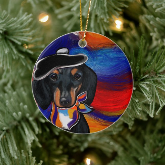ADORNO DE CERÁMICA DACHSHUND (Árbol)