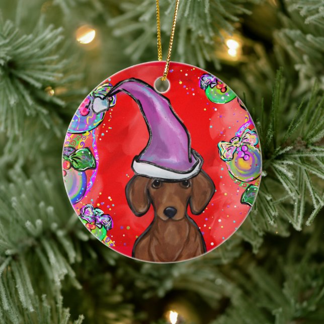 ADORNO DE CERÁMICA DACHSHUND (Árbol)