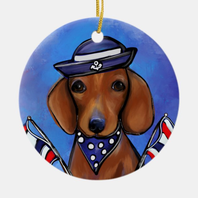 Adorno De Cerámica Dachshund (Frente)