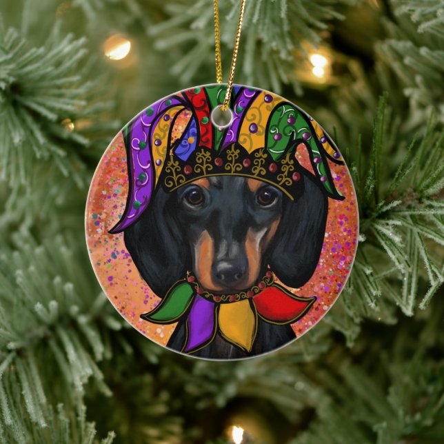 ADORNO DE CERÁMICA DACHSHUND (Árbol)
