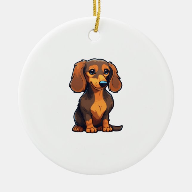 Adorno De Cerámica Dachshund 3 (Frente)