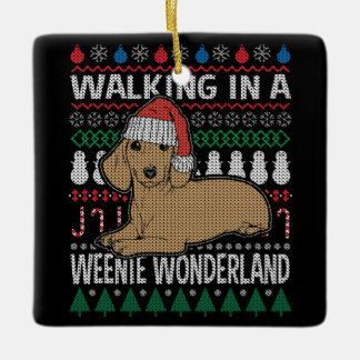 Adorno De Cerámica Dachshund Caminando En Una Tierra De Maravillas We