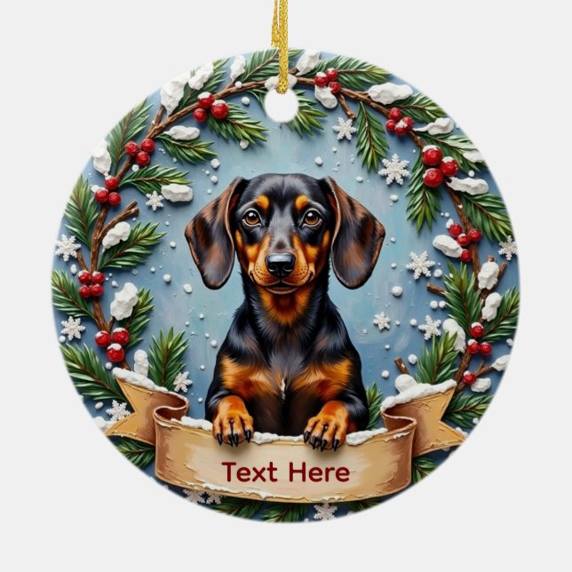 Adorno De Cerámica Dachshund Christmas Ornament (Atrás)