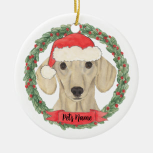 Adorno De Cerámica Dachshund con crema suave personalizada