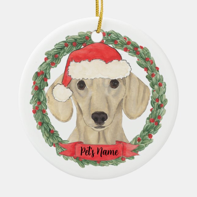 Adorno De Cerámica Dachshund con crema suave personalizada (Frente)