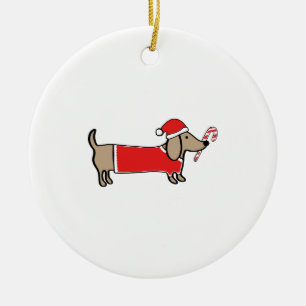 Adorno De Cerámica Dachshund de Navidad