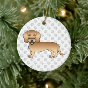 Adorno De Cerámica Dachshund de pelo duro de trigo, perro de dibujos