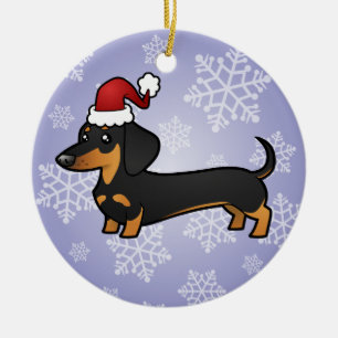 Adorno De Cerámica Dachshund del navidad