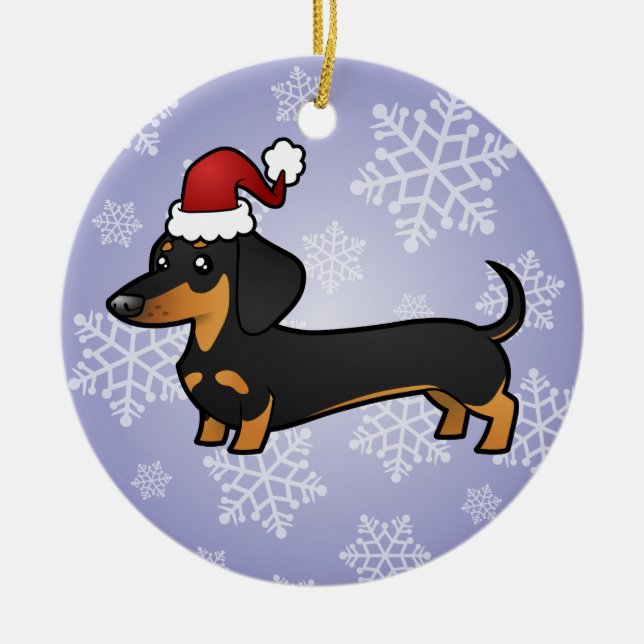 Adorno De Cerámica Dachshund del navidad (Frente)
