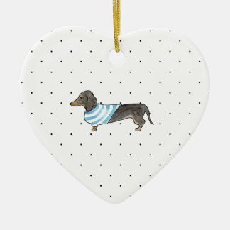 Adorno De Cerámica Dachshund del negro y del moreno - el andPolka de
