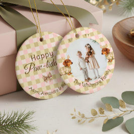 Adorno De Cerámica Dachshund Dog Christmas Checkered Sweater Photo