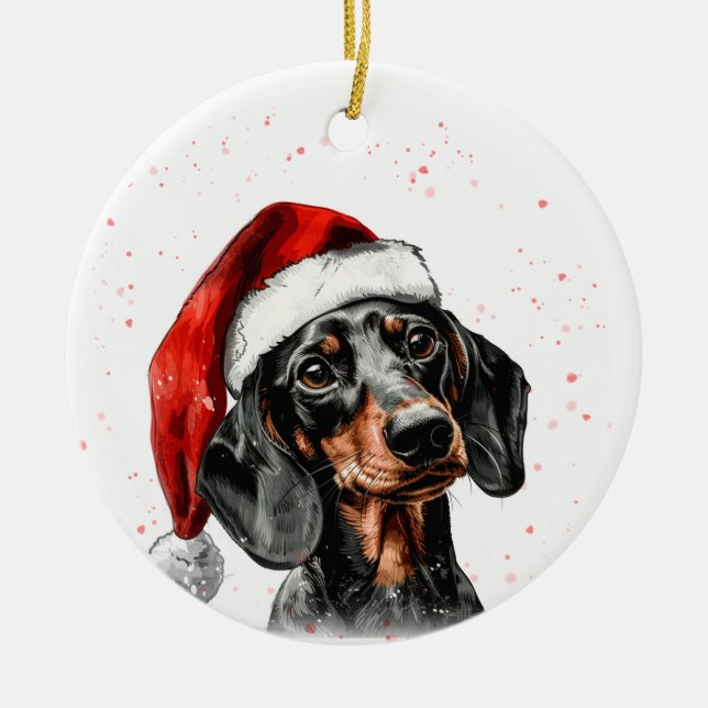 Adorno De Cerámica Dachshund Dog Christmas Personalized (Frente)