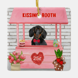 Adorno De Cerámica Dachshund Dog El día de San Valentín Kissing Booth
