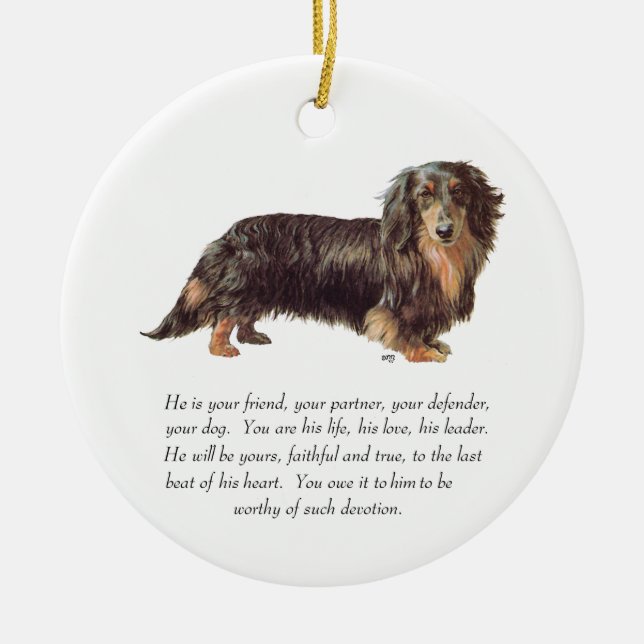 Adorno De Cerámica Dachshund Keepsake - Hombre (Frente)