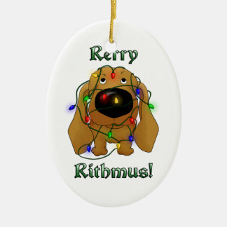 Adorno De Cerámica Dachshund - luces de navidad