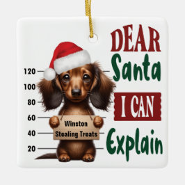 Adorno De Cerámica Dachshund Mug Disparado: Querido Papá Noel, puedo
