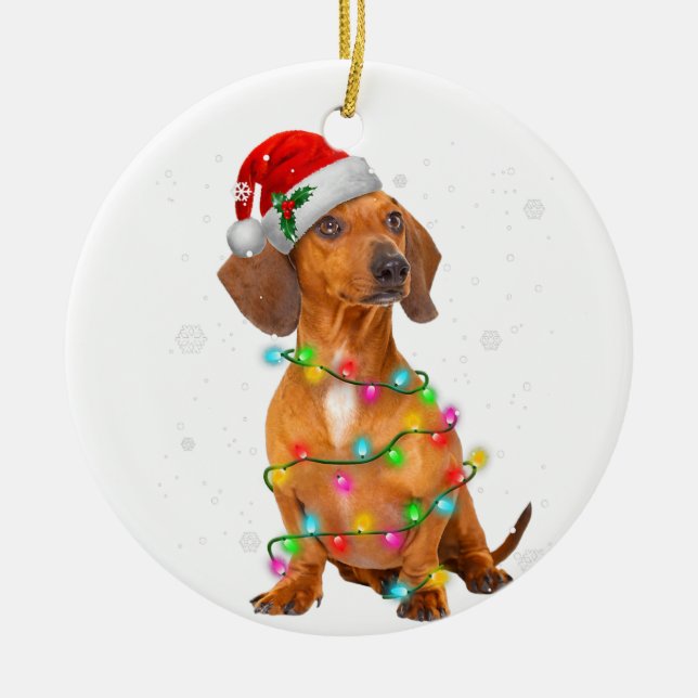 Adorno De Cerámica Dachshund Perros Árboles Navidades Sweater Xmas Re (Frente)