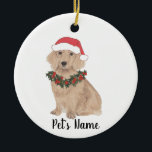 Adorno De Cerámica Dachshund personalizado (largo haitiano, rojo)<br><div class="desc">Haz la lista de este año con un adorno personalizado de tu pequeño elfo favorito!</div>
