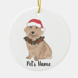 Adorno De Cerámica Dachshund personalizado (largo haitiano, rojo)