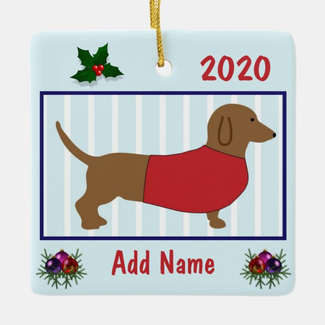 Adorno De Cerámica Dachshund personalizado - Perro cachorro doxio - r (Anverso)