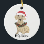 Adorno De Cerámica Dachshund personalizado (suave, crema Fawn Tan)<br><div class="desc">Haz la lista este año con un adorno personalizado de tu pequeño y suave crema favorita dachshund elf! Para los regalos más dulces,  ¡emparejételos con una impresión de arte equivalente u otro artículo de mi colección!</div>