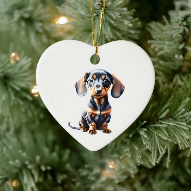 Adorno De Cerámica Dachshund Puppy personalizado (Árbol)