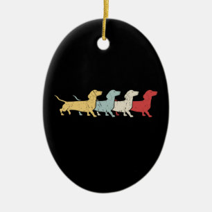 Adorno De Cerámica Dachshund Retro Vintage