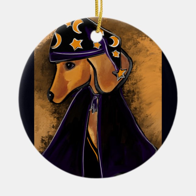 Adorno De Cerámica Dachshund rojo (Frente)