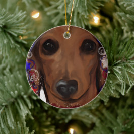 Adorno De Cerámica Dachshund Rojo     