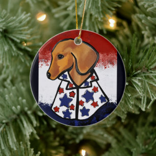 Adorno De Cerámica Dachshund Rojo