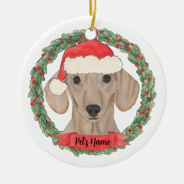 Adorno De Cerámica Dachshund rojo suave personalizado (Frente)