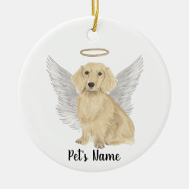 Adorno De Cerámica Dachshund Simpático de Pelo Largo Memorial