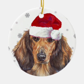 Adorno De Cerámica Dachshund, un viejo haitiano - Bauble de Navidades