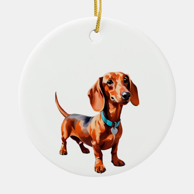 Adorno De Cerámica Dachshund Wienerdog idea de regalo (Frente)