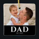 Adorno De Cerámica Dad Established Photo Keepsake<br><div class="desc">Personalized Dad Established photo design with classic minimalist typography. This new dad keepsake celebrates the year he became a dad and showcases a favorite family photo. A meaningful reminder of fatherhood and a heartfelt gift for a proud new dad.</div>