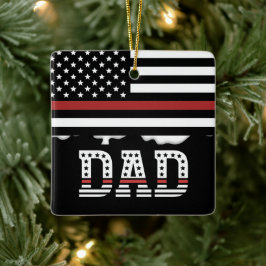 Adorno De Cerámica Dad Thin Red Line Firefighter Dad