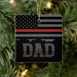 Adorno De Cerámica Dad Thin Red Line Firefighter Dad